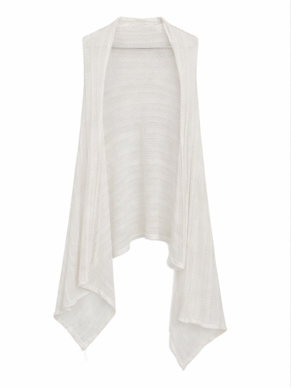 Lightweight Draped Open-Front Vest in Off-White